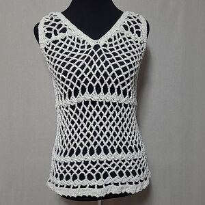 Vintage Rico Crochet Open Knit Tank Size S/M Beach Boho Sleeveless